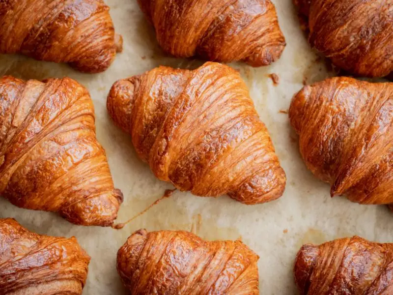 A tray of butter croissants